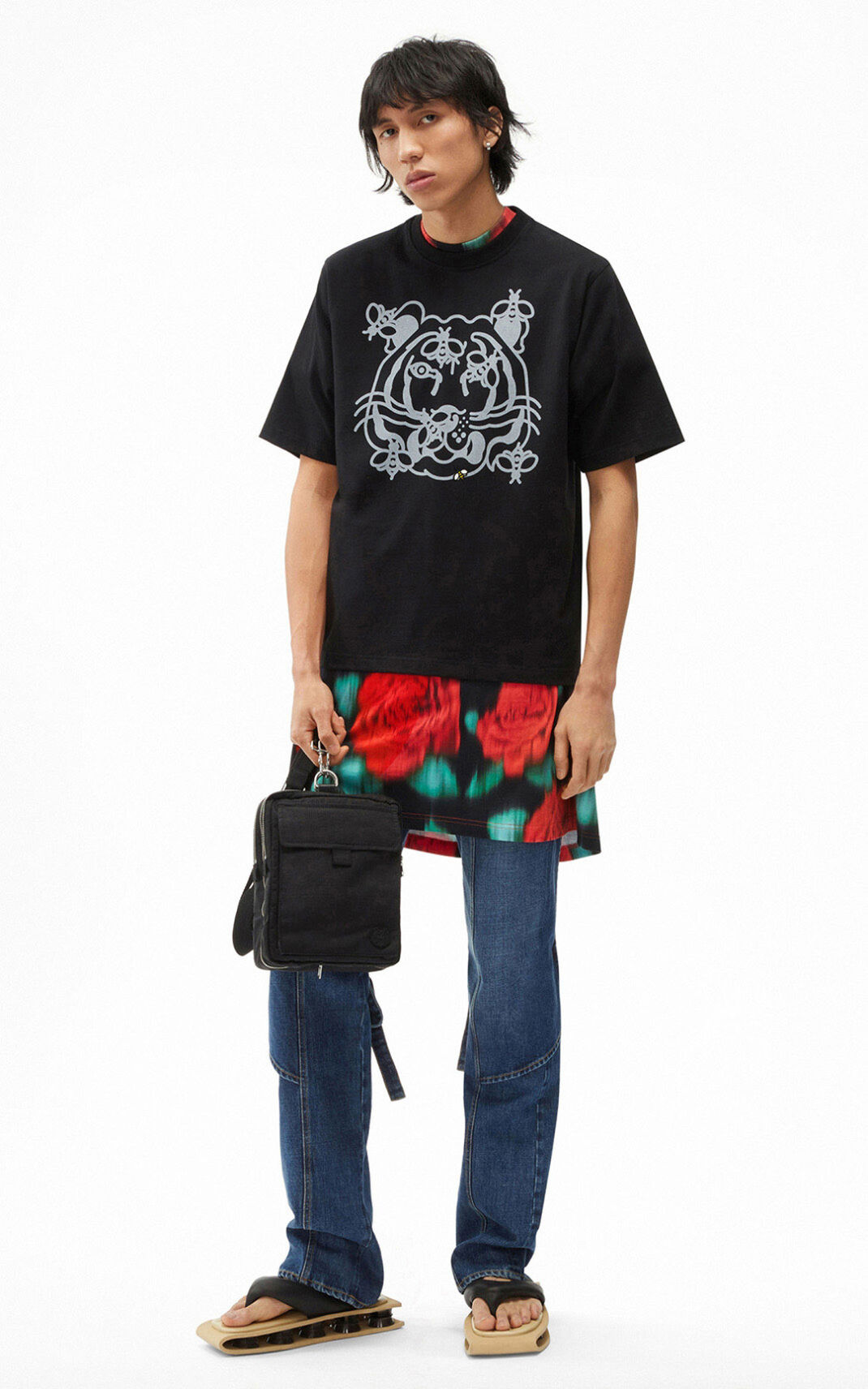 T Shirt Kenzo Homme Bee a Tiger Noir UZWSO-2719